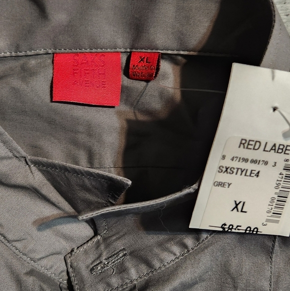 Saks Fifth Avenue Men's XL Dress Shirt Dark Gray Long Sleeve NWT - Picture 3 of 8